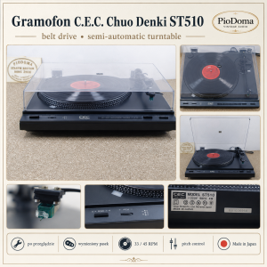 Gramofon C.E.C. Chuo Denki ST 510 – japoński półautomat paskowy, po przeglądzie, nowy pasek