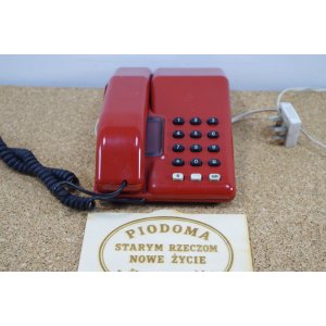 Telefon stacjonarny ELEKTRON – czerwony aparat z pamięcią numerów – Made in Poland