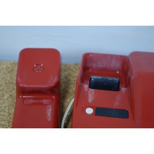 Telefon stacjonarny ELEKTRON – czerwony aparat z pamięcią numerów – Made in Poland