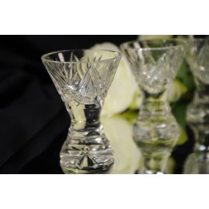 Komplet kryształowych kieliszków do likieru – 4 sztuk, ręcznie szlifowany kryształ vintage
