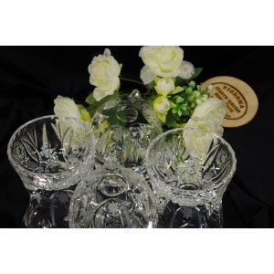 Komplet kryształowych pucharków deserowych – 4 sztuki, ręcznie szlifowany kryształ vintage