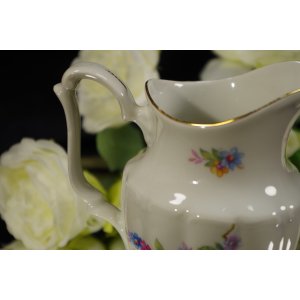 Mlecznik porcelanowy Tielsch Wałbrzych – dekoracja kwiatowa, złocenia