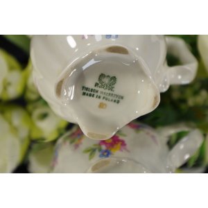Mlecznik porcelanowy Tielsch Wałbrzych – dekoracja kwiatowa, złocenia
