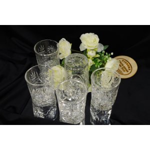 Komplet kryształowych szklanek do whisky – 5 sztuk, ręcznie szlifowany kryształ vintage