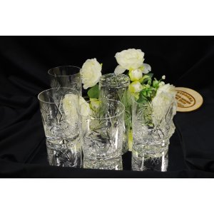 Komplet kryształowych szklanek do whisky – 5 sztuk, cienkościenny ręcznie szlifowany kryształ