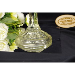 Ząbkowice lata 20-ste. Szklana patera na nodze Art Déco – prasowane szkło vintage