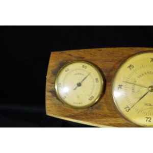 Fischer barometr termometr higrometr drewniany vintage GDR