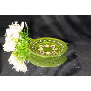 Ażurowy talerz ceramiczny ręcznie malowany – ceramika ludowa