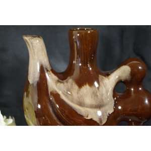 Ceramiczny zestaw karafka i 6 kieliszków vintage PRL