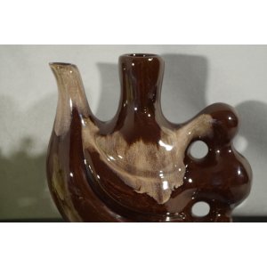 Ceramiczny zestaw karafka i 6 kieliszków vintage PRL