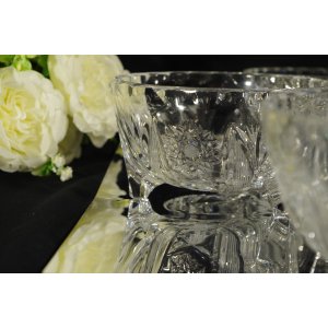 Komplet 6 kryształowych miseczek na nóżkach – szkło vintage