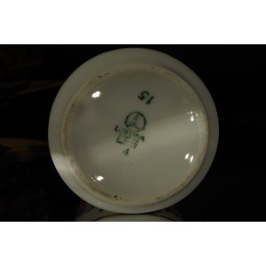 Wazon porcelanowy Lubiana PRL różowy marmurek złocenia vintage
