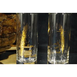 Kieliszki do Korn „Korn aus Nordhausen” – złocone – 2 szt. – vintage