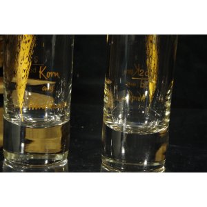 Kieliszki do Korn „Korn aus Nordhausen” – złocone – 2 szt. – vintage