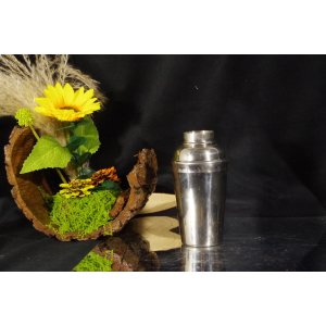 Shaker barmański metalowy z sitkiem – vintage