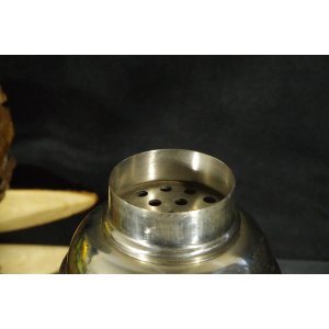 Shaker barmański metalowy z sitkiem – vintage