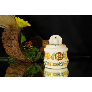 Włocławek – ceramiczny pojemnik kuchenny ścienny z pokrywką – vintage PRL