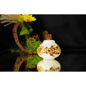 Koło – mały wazonik ceramiczny w kwiaty – porcelit, PRL