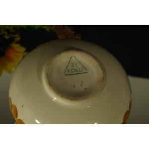 Koło – mały wazonik ceramiczny w kwiaty – porcelit, PRL