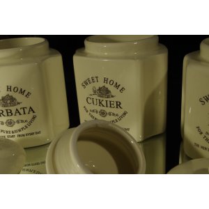 Sweet Home – ceramiczny komplet kuchenny kawa, herbata, cukier + oliwa, 4 elementy
